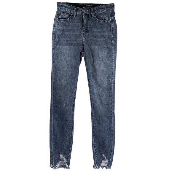 Judy Blue Womens Skinny Jeans Sz 3/26 High Rise Distressed Denim Blue - Picture 1 of 14